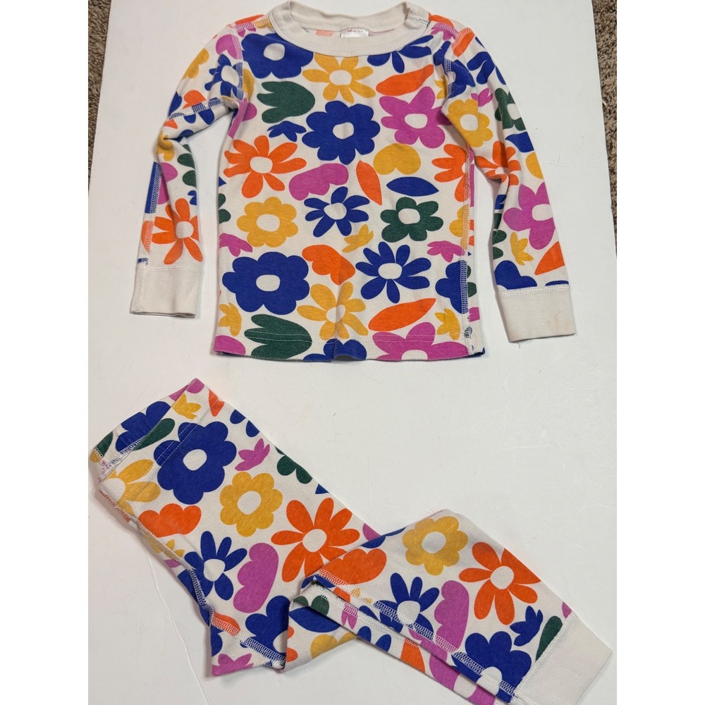 Hanna Andersson Girls Retro Floral Organic Cotton Pajama Set Size 100 US 4